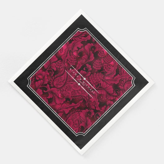 Gothic Paisley Frame Burgundy ID866 Serviette (Ecke)