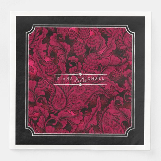 Gothic Paisley Frame Burgundy ID866 Serviette (Vorderseite)