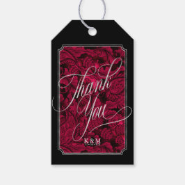 Gothic Paisley Frame Danke Burgundy ID866 Geschenkanhänger