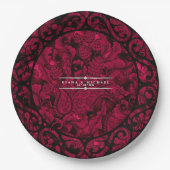 Gothic Paisley Scrollwork Rahmen Burgundy ID866 Pappteller (Vorderseite)