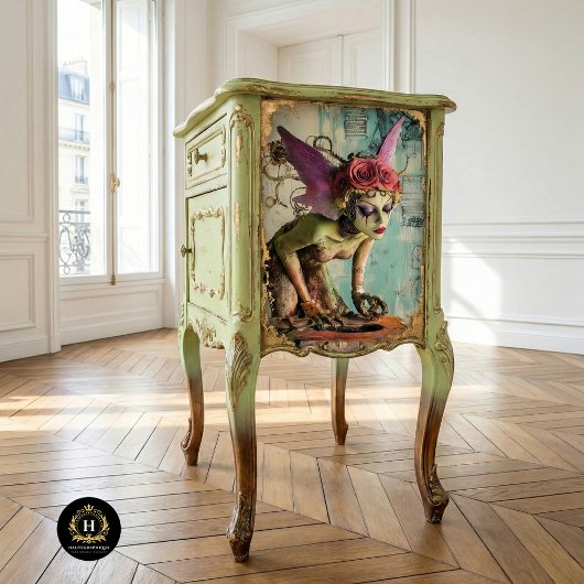 Gothic Paris Pink Wings Gargoyle Decoupage Seidenpapier