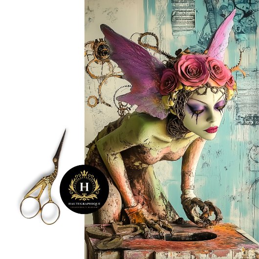 Gothic Paris Pink Wings Gargoyle Decoupage Seidenpapier
