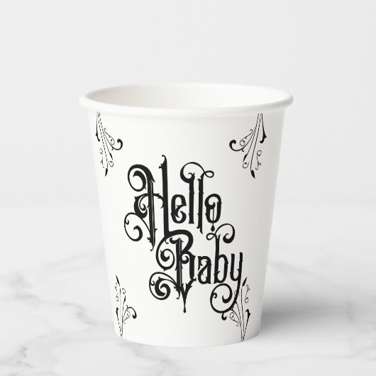 Gothic Party Baby Dusche Hallo Black Pappbecher (Vorderseite)