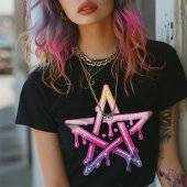 Gothic Pastel Dripping Pentagram Cyber-Rave T-Shirt