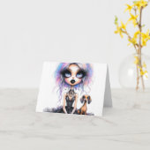 Gothic Pastel Girl mit Dackel Card Karte (Gelbe Blume)