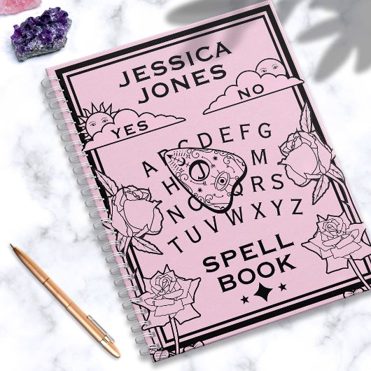 Gothic Pastel Pink Black Girly Spirit Board Zauber Notizblock