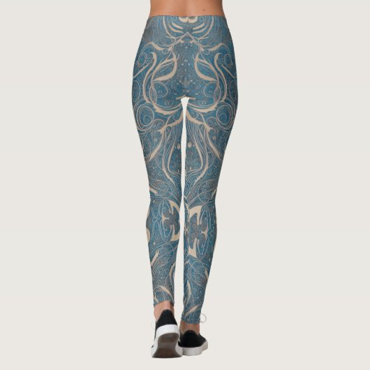 Gothic Pattern Blue Leggings (Rückseite)