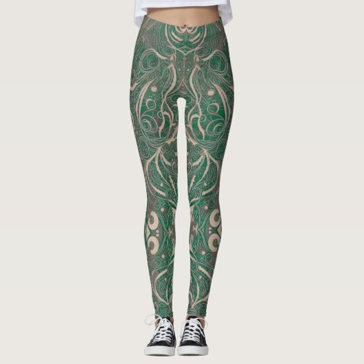 Gothic Pattern Green Leggings (Vorderseite)