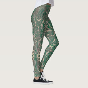 Gothic Pattern Green Leggings