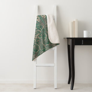 Gothic Pattern Green Sherpa Blanket Sherpadecke