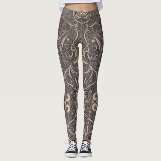 Gothic Pattern Schwarze Leggings (Vorderseite)