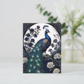 Gothic Peacock Black Rose Postkarte (Stehend Vorderseite)