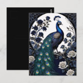 Gothic Peacock Black Rose Postkarte (Vorne/Hinten)