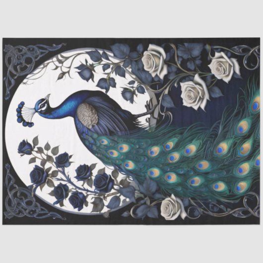 Gothic Peacock Decoupage Seidenpapier (Vorderseite)