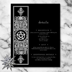Gothic Pentagram Star Schwarz-weiß Wedding Begleitkarte