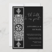 Gothic Pentagram Star Schwarz-weiß Wedding Einladung (Vorderseite)