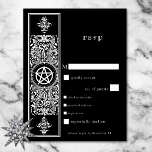 Gothic Pentagram Star Schwarz-weiße Hochzeitsessen RSVP Karte