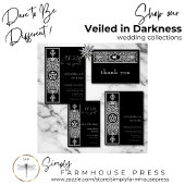 Gothic Pentagram Star Schwarz-weißer Hochzeitcode RSVP Karte