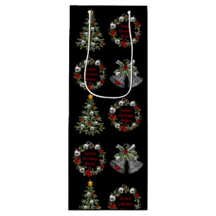 Gothic Personalisiert Christmas Skulls Trees Wreat Geschenktüte Für Weinflaschen