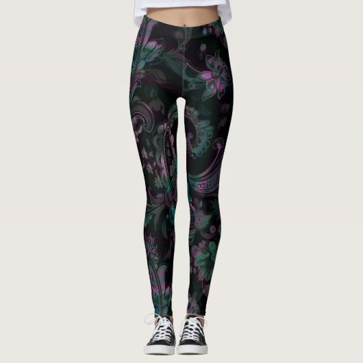 Gothic Petrol Paisley Leggings (Vorderseite)
