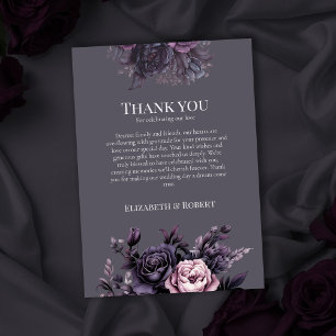 Gothic-Pflaume-Floral-Hochzeits-Dankeskarten Dankeskarte