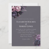 Gothic Pflaumen Blumen Hochzeitseinladung Einladung (Vorderseite)