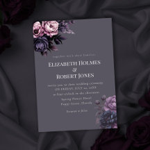 Gothic Pflaumen Blumen Hochzeitseinladung