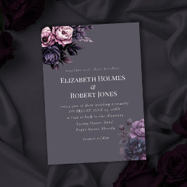 Gothic Pflaumen Blumen Hochzeitseinladung Einladung