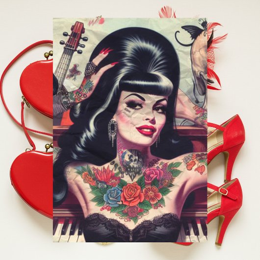 Gothic Piano Girl Seidenpapier