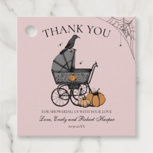 Gothic Pink Baby Carriage Baby Dusche Vielen Dank Geschenkanhänger