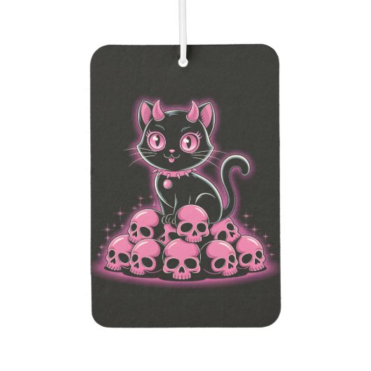Gothic Pink Devil Cat Autolufterfrischer (Vorderseite)