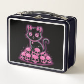 Gothic Pink Devil Cat Metall Brotdose (Vorderseite)