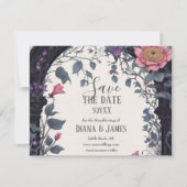 Gothic Pink Floral Garden Gate Pagan Handfasts Save The Date (Vorderseite)