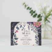 Gothic Pink Floral Garden Gate Pagan Handfasts Save The Date (Stehend Vorderseite)