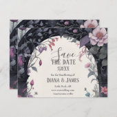 Gothic Pink Floral Garden Gate Pagan Handfasts Save The Date (Vorne/Hinten)