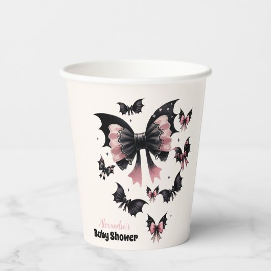 Gothic Pink Halloween Kinderdusche Pappbecher (Rückseite)