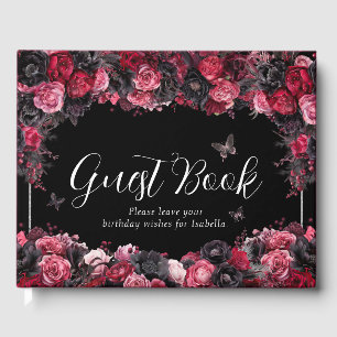Gothic Pink Red & Black Moody Quinceañera Gästebuch