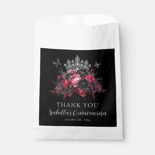 Gothic Pink Red & Black Moody Quinceañera Geschenktütchen (Vorderseite)