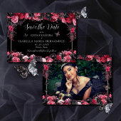 Gothic Pink Red & Black Moody Quinceañera Save The Date