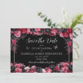 Gothic Pink Red & Black Moody Quinceañera Save The Date (Stehend Vorderseite)