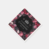 Gothic Pink Red & Black Moody Quinceañera Serviette (Ecke)