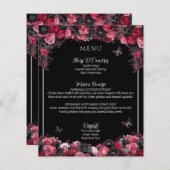Gothic Pink Red & Black Moody Quinceñera Menü (Vorne/Hinten)