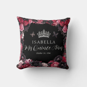 Gothic Pink Red & Black Quinceañera Throw Kissen