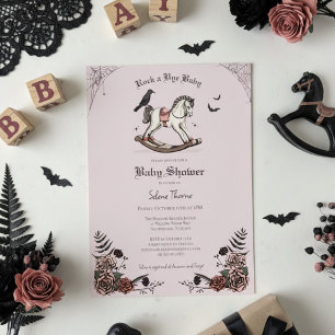 Gothic Pink Schaukelpferd Rock a Bye Baby Shower Einladung
