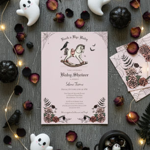 Gothic Pink Schaukelpferd Rock a Bye Baby Shower Einladung