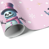 Gothic Pink Snowmen Weihnachtswrapping Paper Geschenkpapier (Rolleneckpunkt)