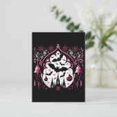 Gothic Pink und Black Christmas Bats Postkarte (Stehend Vorderseite)