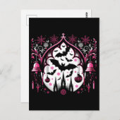 Gothic Pink und Black Christmas Bats Postkarte (Vorne/Hinten)