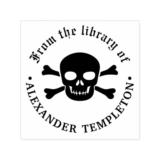 Gothic Pirate Skull Crossbones Library Name Permastempel (Design)
