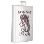 Gothic Pirate Skull Frau Live Fast Die Hübsch Flachmann (Rechts)